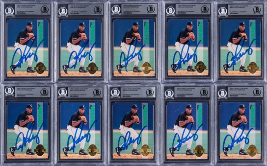 1993 Classic Four Sport #260 Alex Rodriguez Signed Rookie Card Collection (10) - ALL BGS Encapsulated